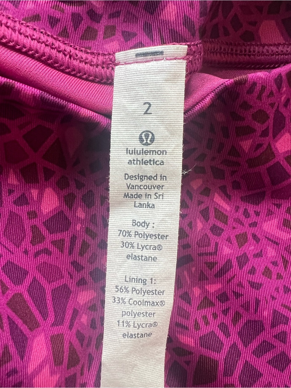 lululemon athletica Pink Patterned Sports leggings